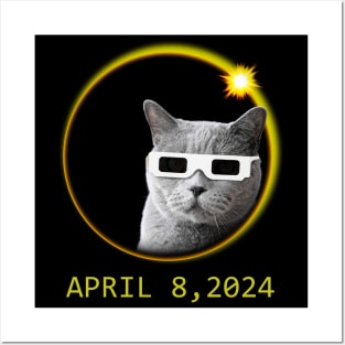 Cat Wearing Solar Eclipse Glasses Posters and Art